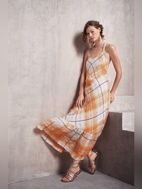 Anthropologie holding horses clementine apricot gauze indie boho maxi dress co